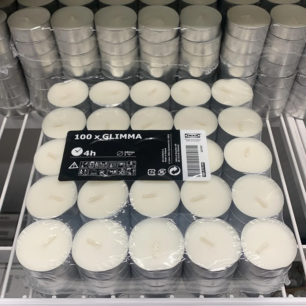 1 packs/100 individual IKEA GLIMMA Unscented tea lights date night dinner party